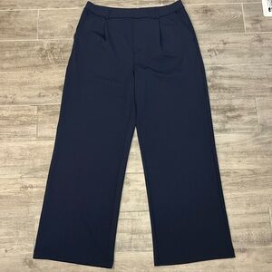 Halara Women’s Wide Leg Dress Pants Pleated Navy Blue  Size XL Tall NWT